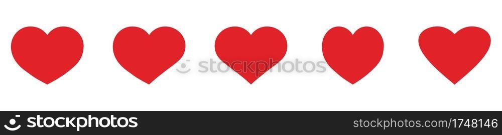 Red heart icons set vector