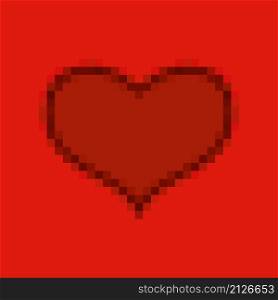 Red heart in pixel art style. 8 bit icon on red background. Valentine&rsquo;s Day symbol. Vector illustration. Red heart in pixel art style. 8 bit icon