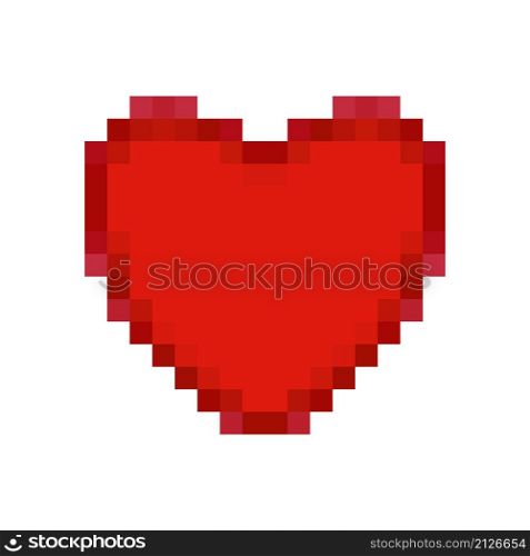 Red heart in pixel art style. 8 bit icon. Valentine&rsquo;s Day symbol. Vector illustration. Red heart in pixel art style. 8 bit icon. Valentine&rsquo;s Day symbol.