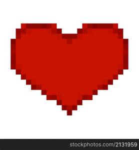 Red heart in pixel art style. 8 bit icon. Valentine&rsquo;s Day symbol. Vector illustration. Red heart in pixel art style. 8 bit icon. Valentine&rsquo;s Day symbol.