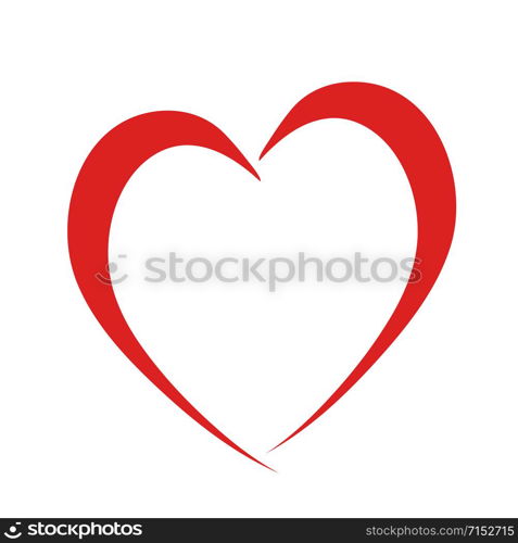 Red heart like love symbol on white, stock vector illustration icon