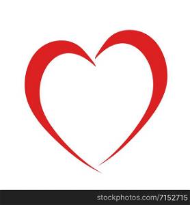 Red heart like love symbol on white, stock vector illustration icon