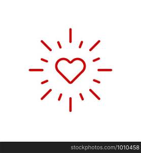 red heart like rays icon on white background. red heart like rays icon on white