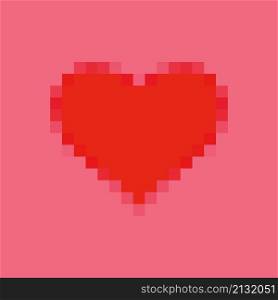 Red heart. Love message. Happy Valentines Day poster in pixel art style. Retro 8 bit holiday banner. Vector illustration. Red heart. Love message. Happy Valentines Day poster in pixel art