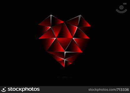 Red heart low poly logo.Vector illustration eps 10. Red heart low poly logo.Vector illustration