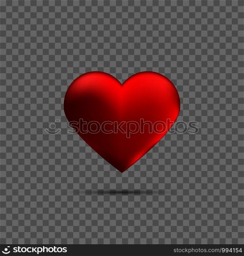 Red heart on transparent background with shadow. Red heart with shadow