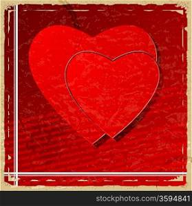 Red heart on vintage background