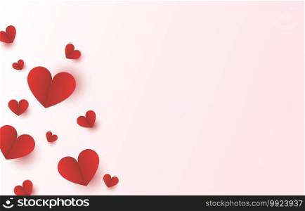 Red heart paper on pink background for Mothers Day and Valentine Day love banner design vector illustration.