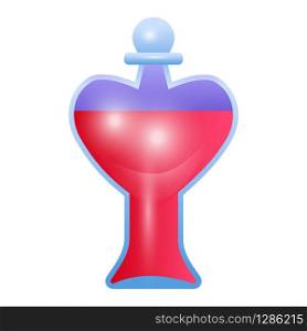 Red heart potion icon. Cartoon of red heart potion vector icon for web design isolated on white background. Red heart potion icon, cartoon style