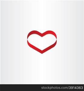 red heart ribbon banner symbol design