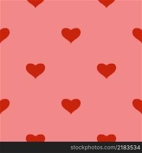Red heart seamless pattern in pixel art style. pink background. 8 bit wallpaper. Valentine&rsquo;s Day backdrop. Creative design for fabric, textile print, wrapping, cover, banner Vector illustration. Red heart seamless pattern in pixel art style. pink background. 8 bit wallpaper. Valentine&rsquo;s Day.