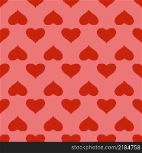 Red heart seamless pattern in pixel art style. pink background. 8 bit wallpaper. Valentine&rsquo;s Day backdrop. Creative design for fabric, textile print, wrapping, cover, banner Vector illustration. Red heart seamless pattern in pixel art style.