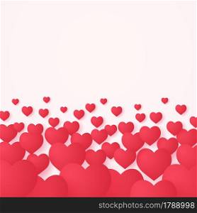 red heart shape background , paper art style