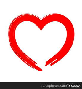 Red heart shape. Design for love symbols. Brush style. vector Illustration.