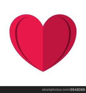 Red heart shape. Love and valentines day concept flat illustration. Vector EPS10.