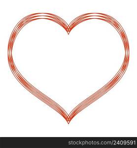Red heart skein in the shape heart is a sign of long eternal love