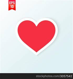 Red Heart Sticker With Shadow. Vector empty note post template