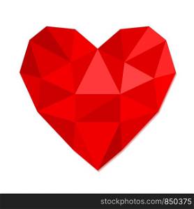 Red heart symbol love from crumpled paper, stock vector illustration
