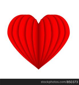 Red heart symbol love from paper, stock vector illustration