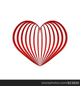 Red heart symbol love from ribbon, stock vector illustration