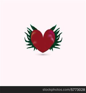 Red heart vector illustration isolated on white.