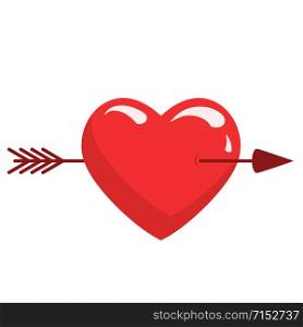 red heart with arrow love romatic passion icon. Isolated and flat illustration, stock vector graphic