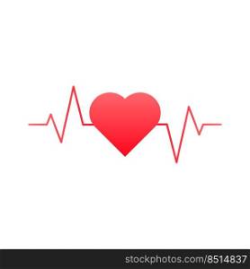 Red heart with heartbeat diagram symbol.. Red heart with heartbeat diagram symbol