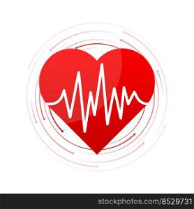 Red heart with heartbeat diagram symbol. Vector illustration.. Red heart with heartbeat diagram symbol. Vector illustration