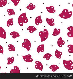 Red hearts and circles on a white background. For fabric, baby clothes, background, textile, wrapping paper and other decoration. Vector seamless pattern EPS 10
