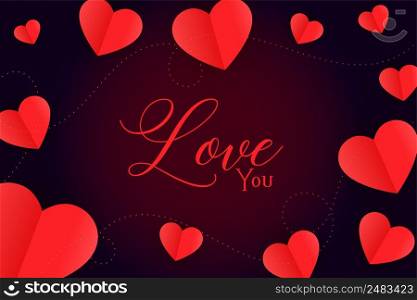 red hearts background with love you message