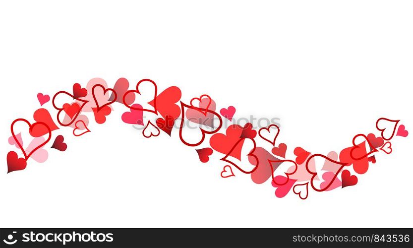 Red Hearts Banner for Valentine's Day on White, Stock Vector Illustration