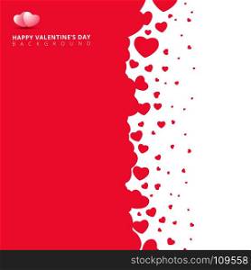 Red hearts futuristic random size on white background for valentines day. Vector Illustration.