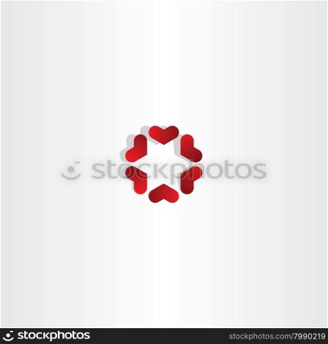 red hearts in circle sign vector icon love design