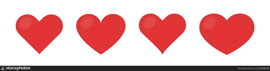 Red hearts love icons in flat design style
