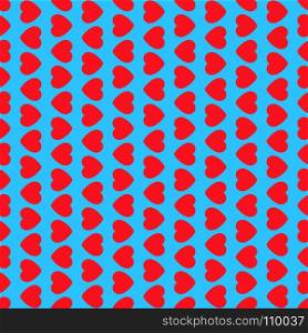 Red hearts on blue background seamless pattern. Valentines Day design. Vector illustration.. Red hearts on blue background seamless pattern