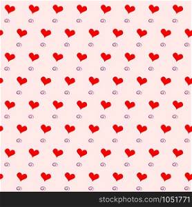 Red Hearts on pink background seamless pattern. Vector illustration. Red Hearts seamless pattern