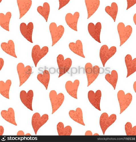 Red hearts pattern.. Hand drawn vector sketch red seamless background pattern with hearts. Bright backdrop for wrapping paper, greeting cards, posters, invitation, wedding and Valentines cards.