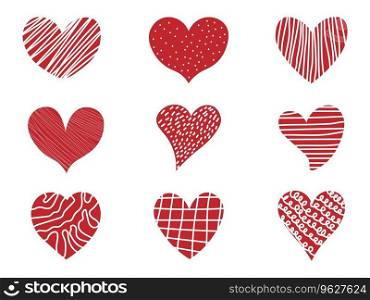 Red hearts. Set of love symbol for web site logo, mobile app UI design. Design elements for Valentine's day. Vector illustration