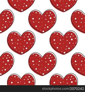 Red hearts speckled seamless pattern. Romantic beautiful background for valentine's day or wedding. Template for wrapping gifts, fabric, paper and wallpaper vector illustration