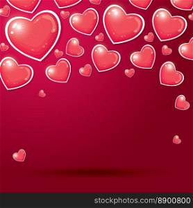 Red Hearts with Knitted Pattern and Copy Space. Vector Illustration.