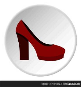 Red high heel shoes icon in flat circle isolated vector illustration for web. Red high heel shoes icon circle