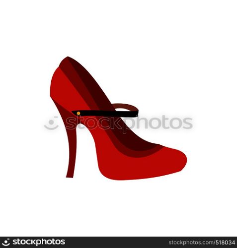 Red high heel shoes icon in flat style isolated on white background. Red high heel shoes icon, flat style