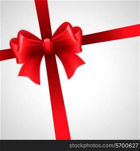 Red holiday ribbon with bow Vector illustration