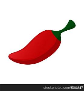 Red hot chili pepper icon in cartoon style on a white background. Red hot chili pepper icon, cartoon style