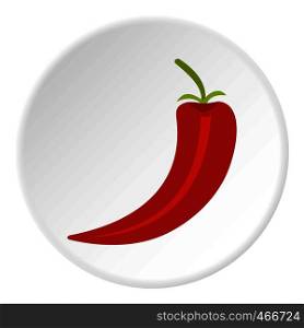 Red hot chili pepper icon in flat circle isolated on white background vector illustration for web. Red hot chili pepper icon circle