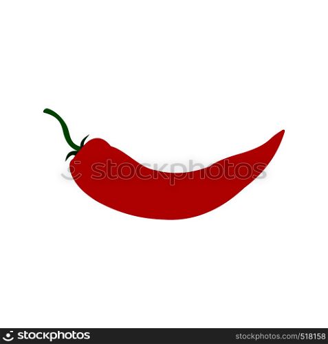 Red hot chili pepper icon in flat style isolated on white background. Red hot chili pepper icon, flat style