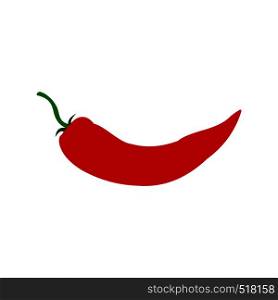 Red hot chili pepper icon in flat style isolated on white background. Red hot chili pepper icon, flat style
