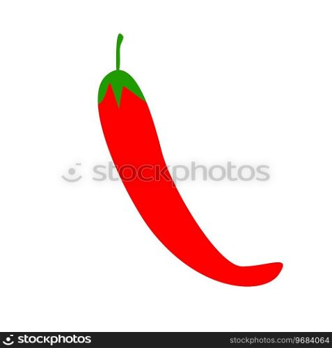 Red hot chili pepper isolated on a white background, flat illustration - vector. chili - national mexican food. Red hot chili pepper isolated mexican food