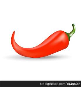 Red hot chili pepper. Realistic vector image with shadow isolated on white background.
