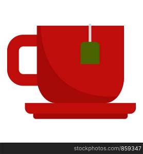Red hot tea cup icon. Flat illustration of red hot tea cup vector icon for web design. Red hot tea cup icon, flat style